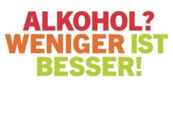 Banner der Aktionswoche Alkohol mit dem Hauptthema "Alkohol? Weniger ist besser!"