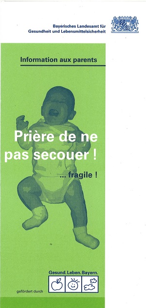 Titelseite des Flyers, gründr Hintergrund, schreiendes Baby