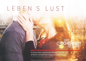Postkartenmotiv "Lebenslust", küssendes Paar