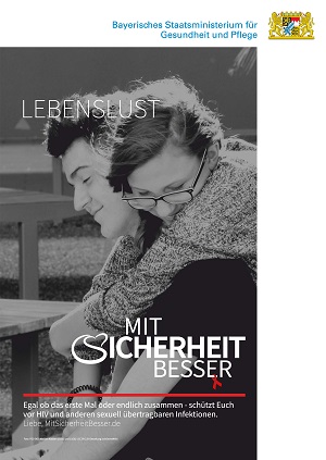 Postermotiv  "Lebenslust", schwarz weiß, junges Paar umarmt sich