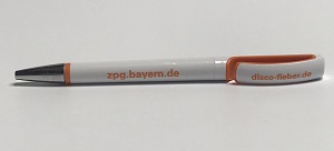 Kugelschreiber mit Web-Adresse zpg.bayern.de und disco-fieber.de