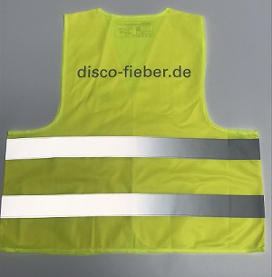 neon-gelbe Warnweste mit Aufschrift disco-fieber.de